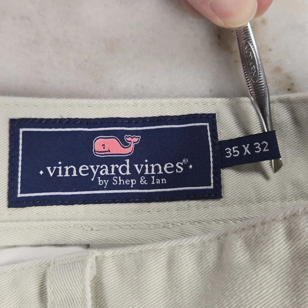 Vineyard Vines Slim Fit Club Pant 35x32 Khaki Chinos Preppy Coastal Stone Beige
